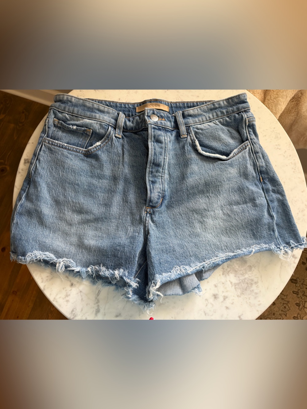 Anthropologie Light Blue Frayed-Hem Denim Shorts
